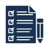 document with checklist items and pencil for 27 tasks or notes on organization
