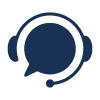 customer support headset icon with chat bubble representing assistance and communication in various situations including 14 day returns